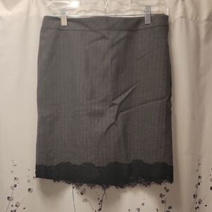 Elegant Gray Skirt with Black Lace Trim